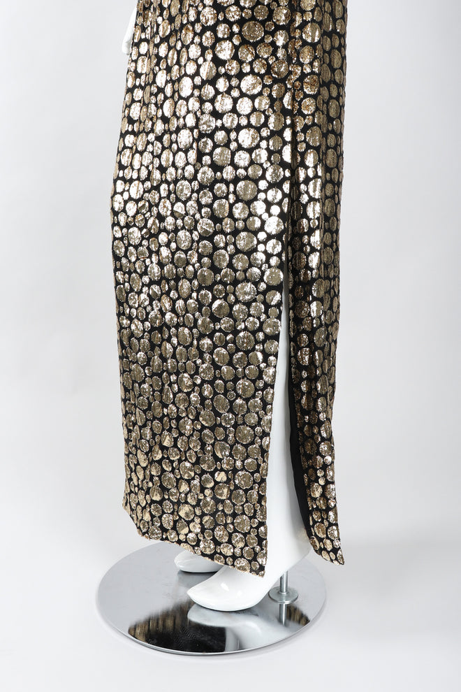 Recess Los Angeles Vintage Ruben Panis Gold Bubble Velvet Lamé Halter Gown