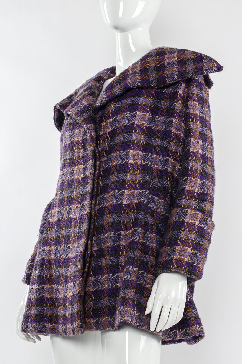 Vintage Rudi Gernreich Plaid Tartan Wool Coat mannequin angle @ Recess Los Angeles