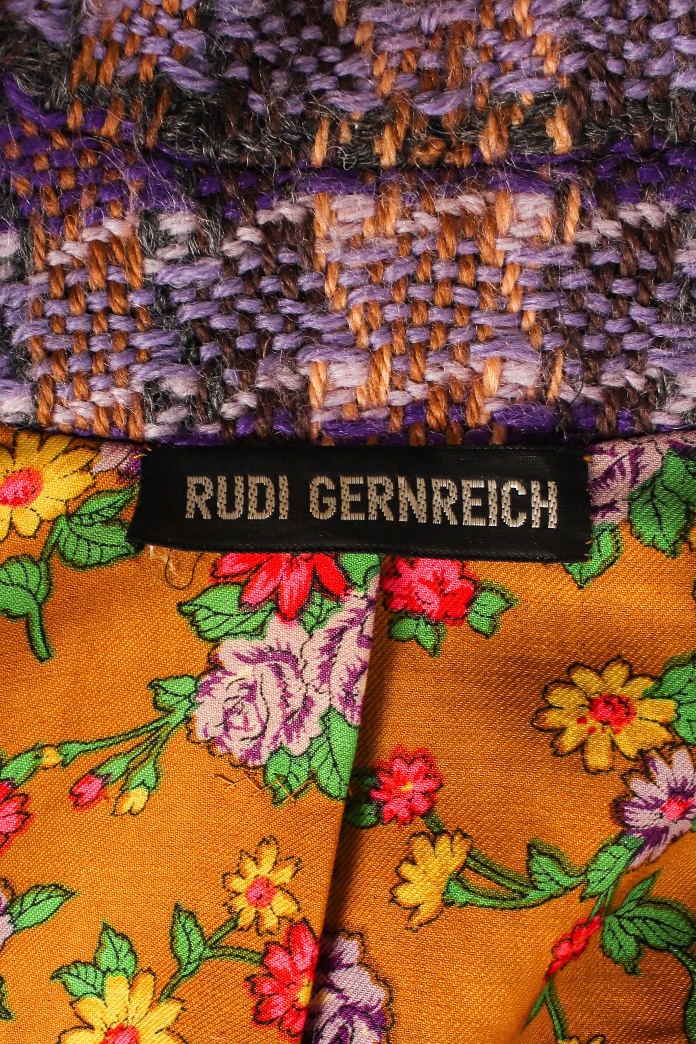 Vintage Rudi Gernreich Plaid Tartan Wool Coat tag @ Recess LA
