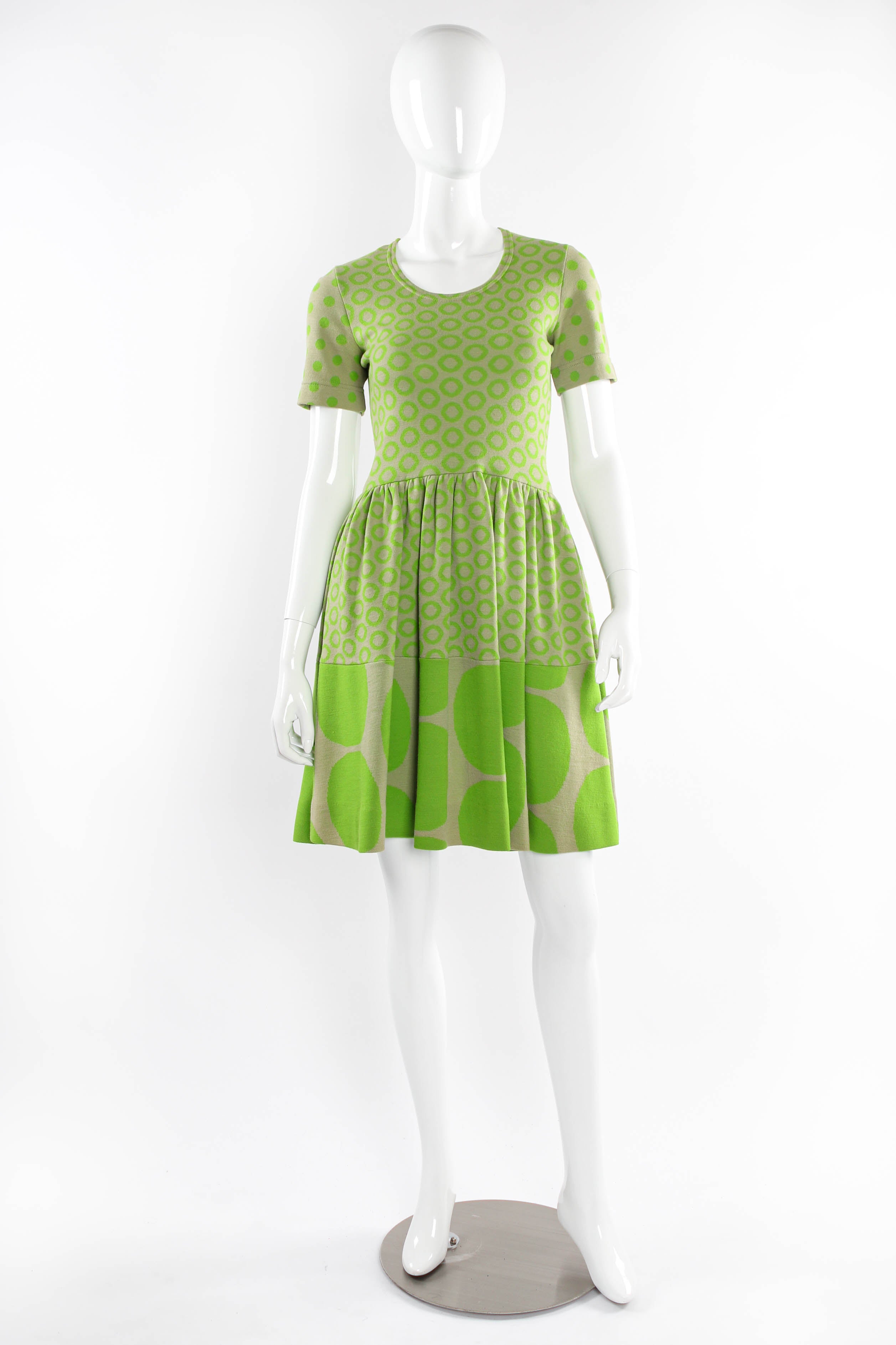 Vintage Rudy Gernreich Mixed Circle Dot Knit Dress front mannequin @ Recess LA