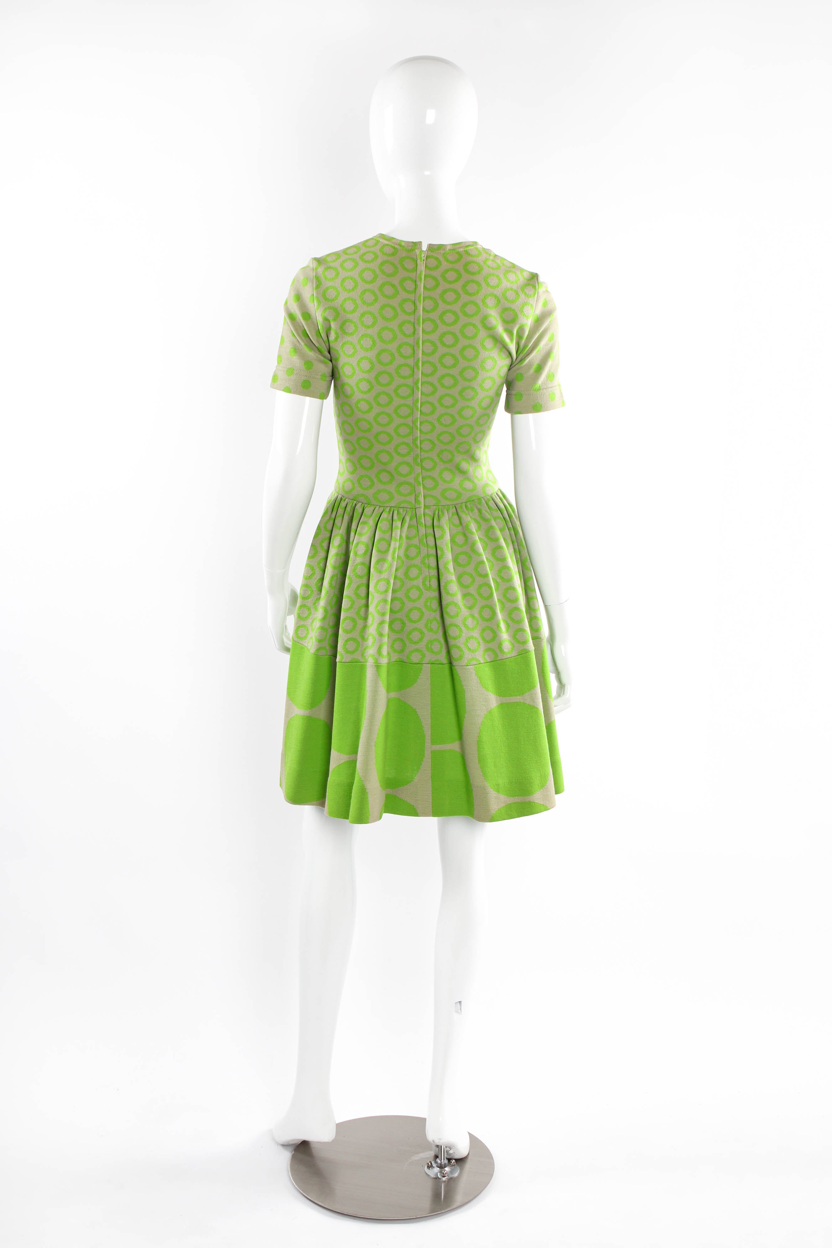 Vintage Rudy Gernreich Mixed Circle Dot Knit Dress back mannequin @ Recess LA