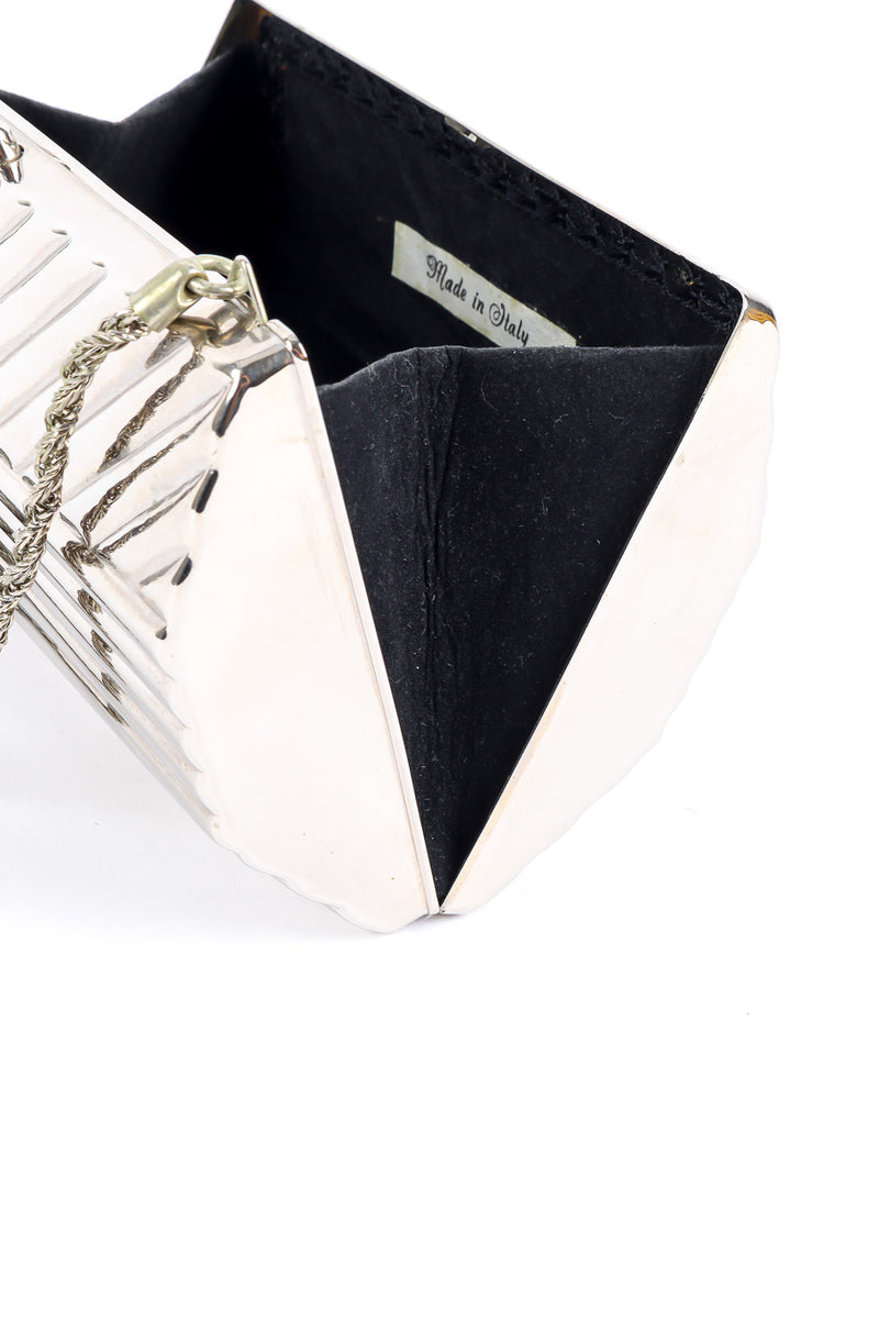 Saks Fifth Avenue metal silver clutch side detail @recessla