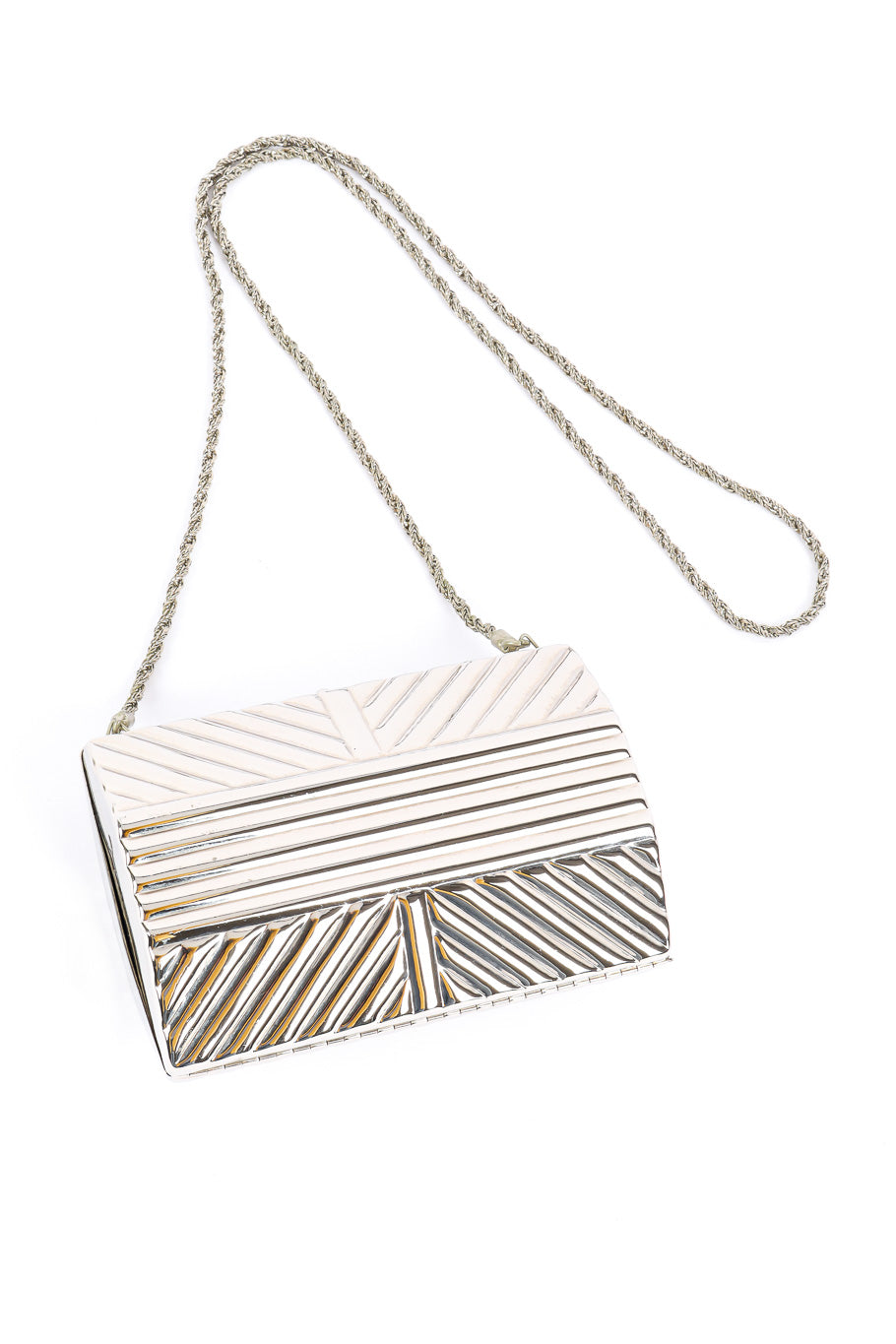Saks Fifth Avenue metal silver clutch product shot @recessla