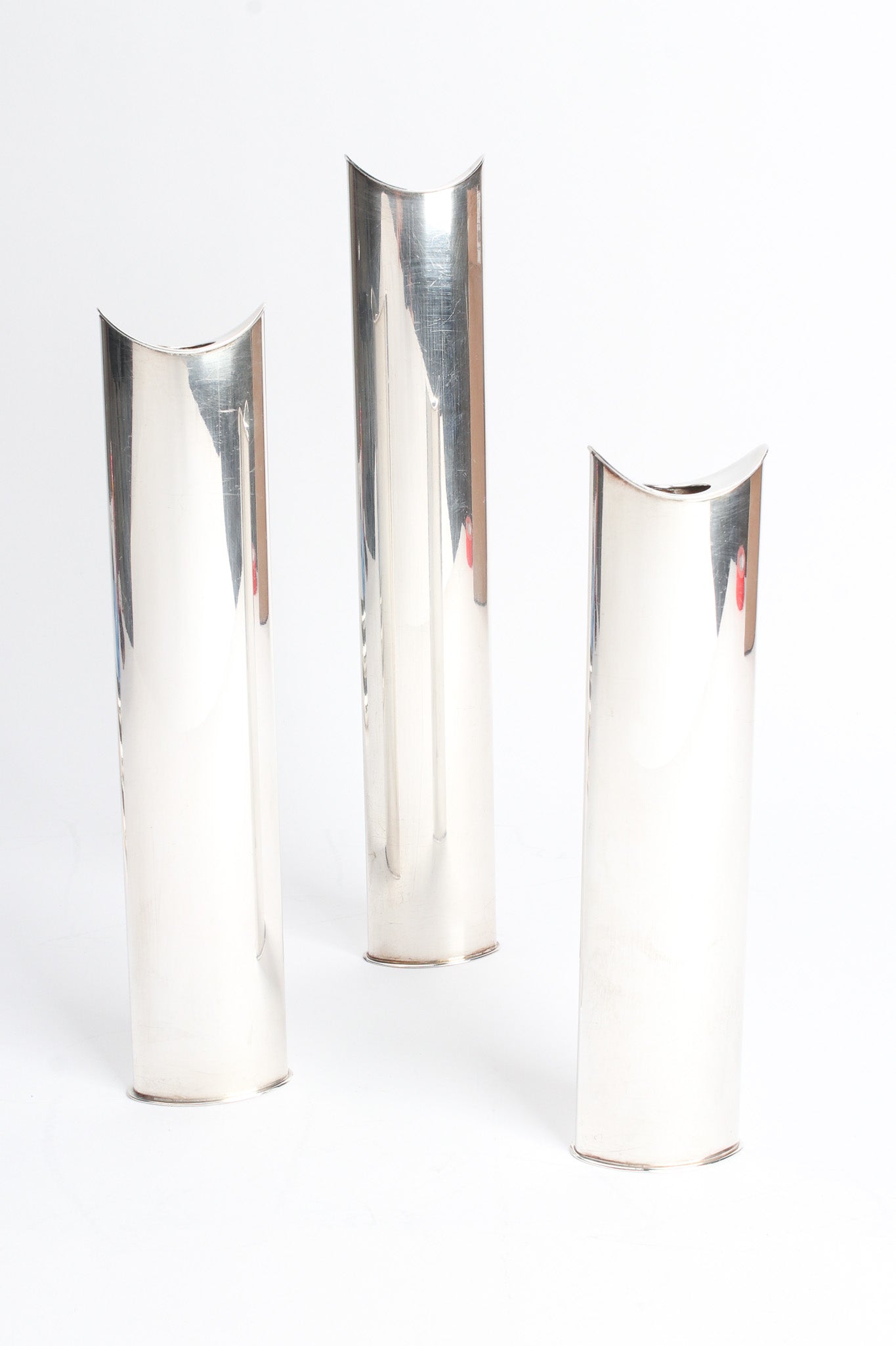 Vintage Sabattini Sculptural Silver Candle Holders (Set of 6) creative front 3pcs @ Recess LA