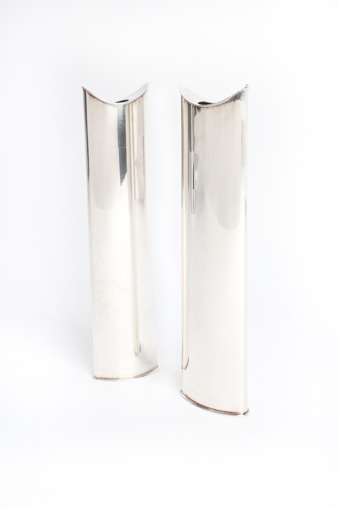 Sculptural Silver Candle Holders