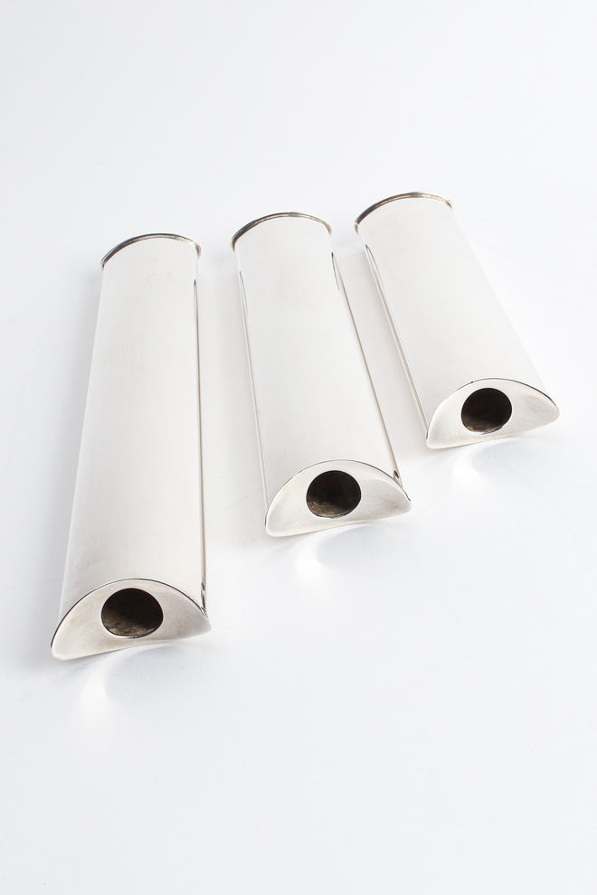 Vintage Sabattini Sculptural Silver Candle Holders (Set of 6) 3 pieces top openings  @ Recess LA