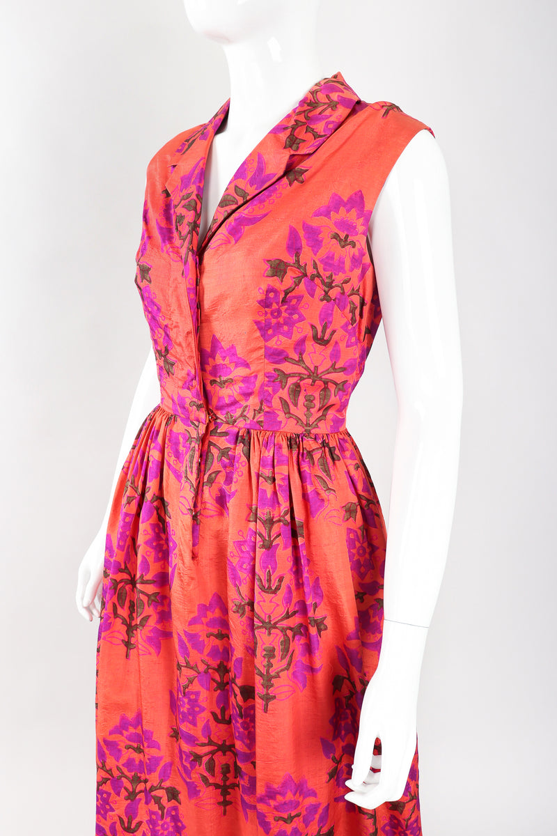 Recess Los Angeles Designer Consignment Vintage Sabina Indian Sleeveless Silk Shirtwaist Dress