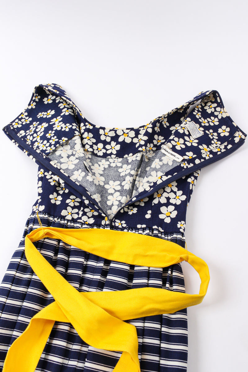Vintage Sadie for I.Magnin Stripes & Daisies Dress zipper and back detail  @ Recess LA