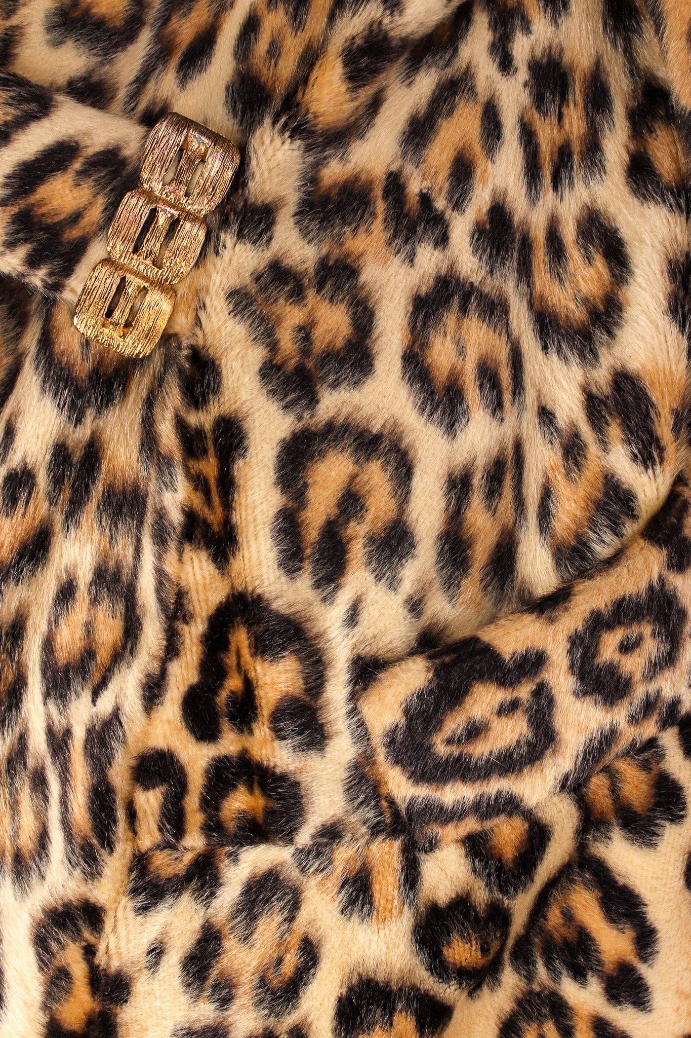 Vintage Irene Herbert for Safari Fairmoor Leopard Print Fur Coat back sash/buckle @ Recess LA