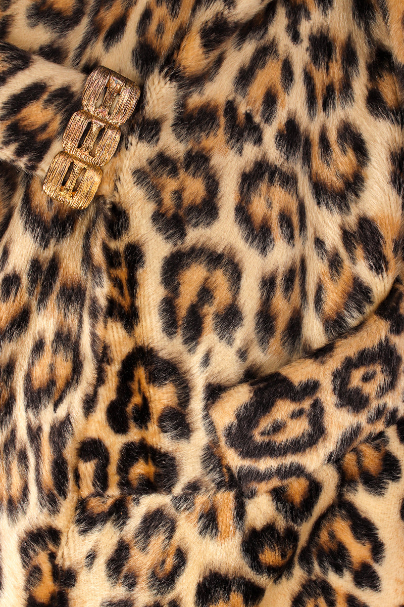 Vintage Irene Herbert for Safari Fairmoor Leopard Print Fur Coat back sash/buckle @ Recess LA