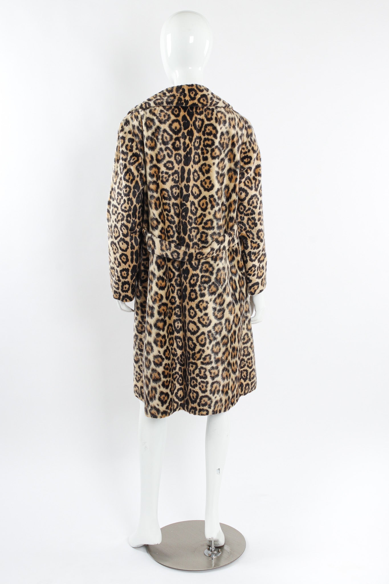 Vintage Irene Herbert for Safari Fairmoor Leopard Print Fur Coat mannequin back @ Recess LA