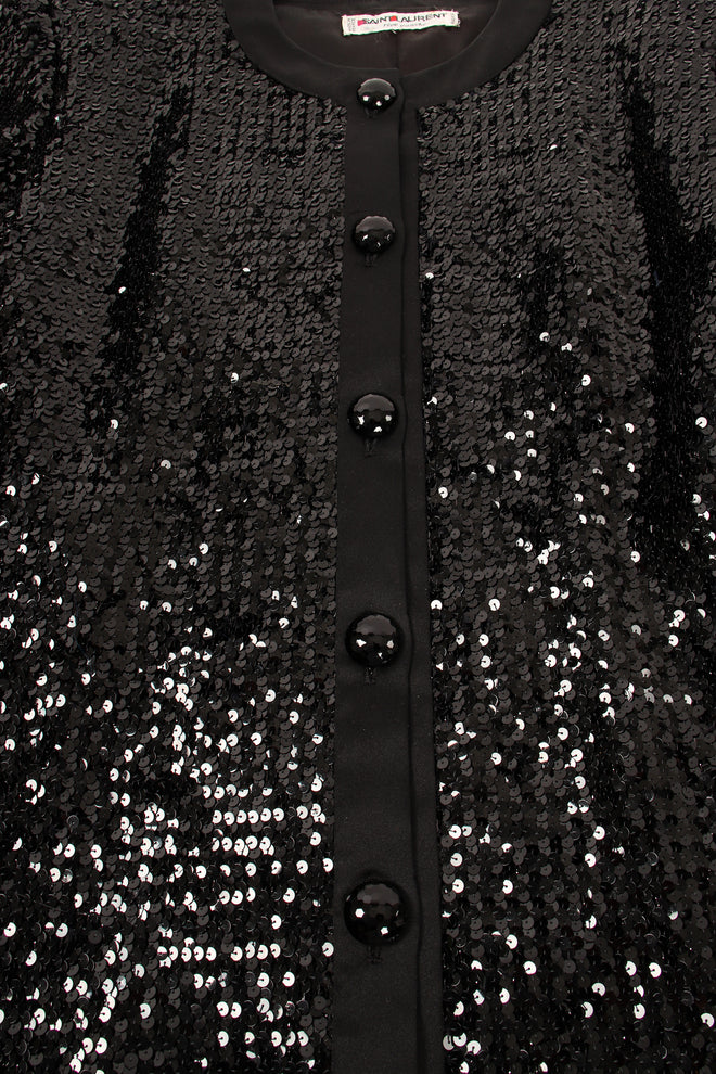 Vintage YSL Yves Saint Laurent Liquid Sequin Jacket placket at Recess Los Angeles