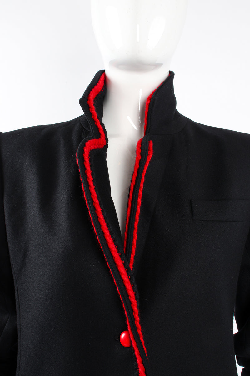Vintage YSL Yves Saint Laurent Braided Yarn Tipped Blazer on Mannequin collar at Recess Los Angeles