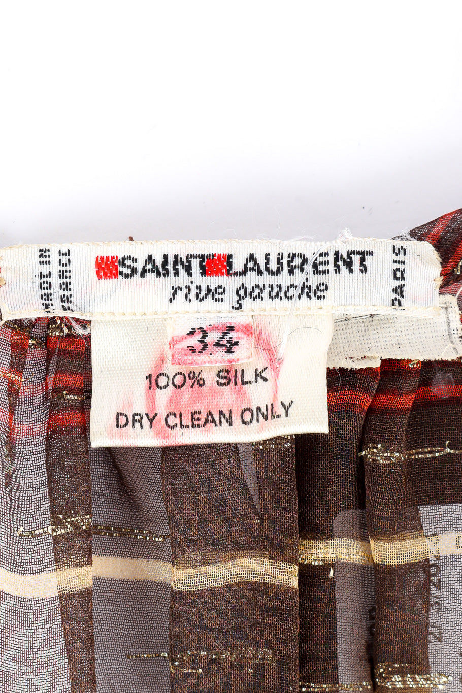 Airy fine lamé striped silk chiffon peasant blouse by Saint Laurent label @recessla