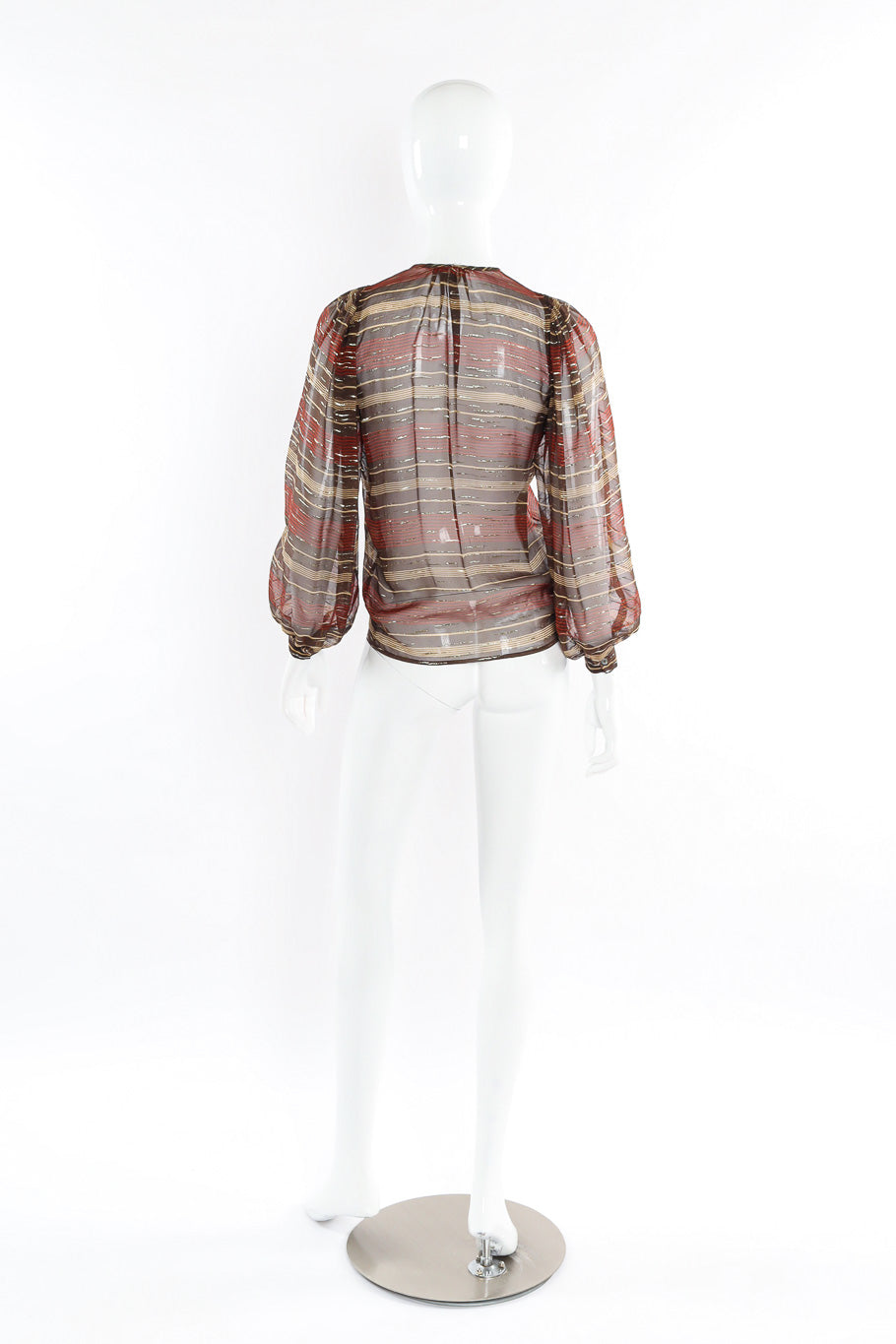 Airy fine lamé striped silk chiffon peasant blouse by Saint Laurent mannequin back @recessla