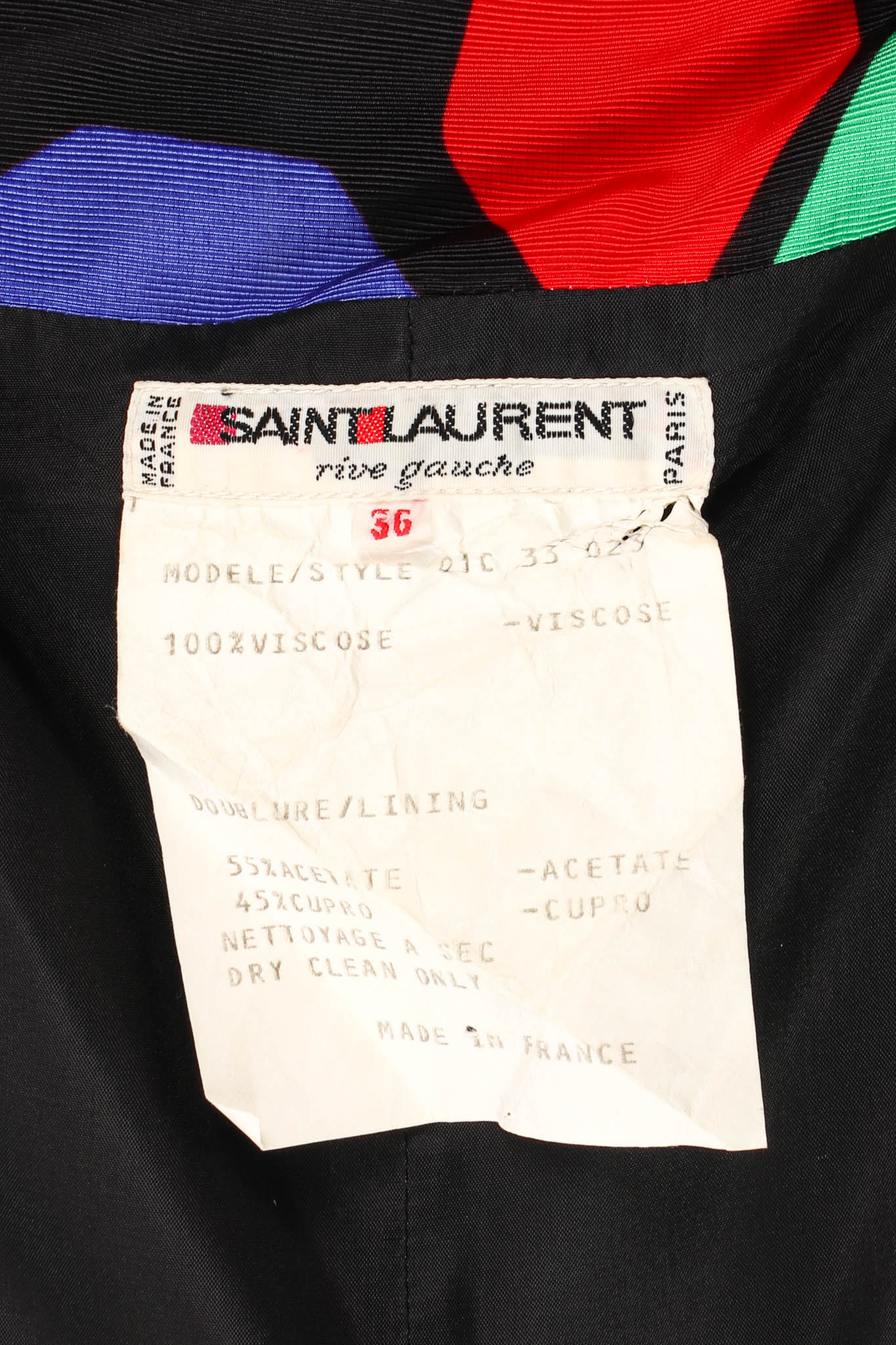 Vintage Yves Saint Laurent 1983 S/S Matisse Top & Skirt Set tag @ Recess LA