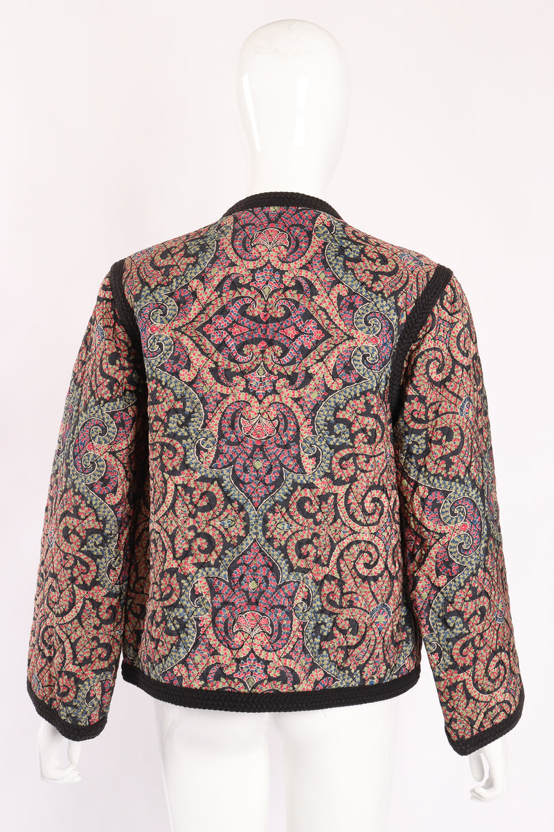 Vintage Yves Saint Laurent YSL Quilted Silk Flourish Jacket back on Mannequin at Recess LA