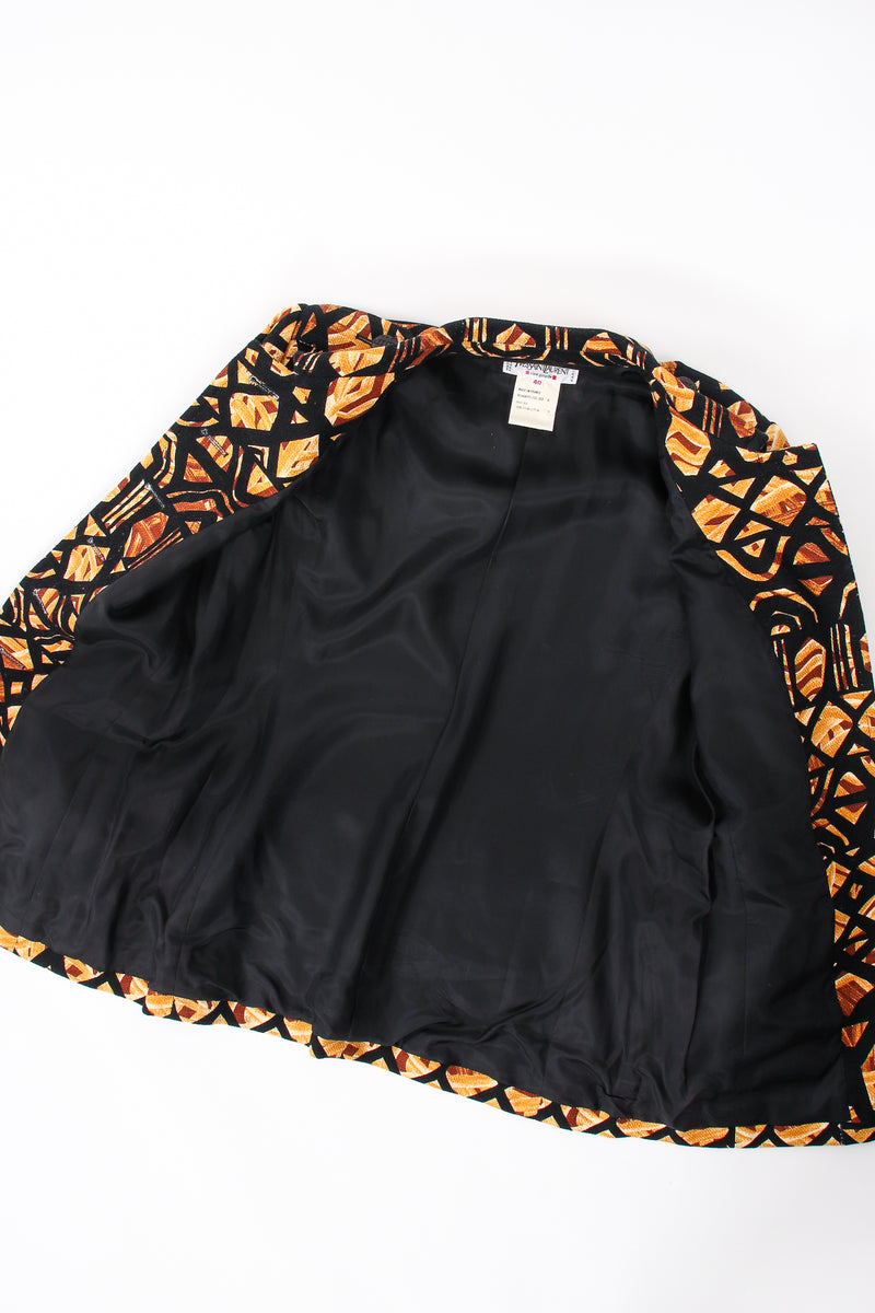 Vintage YSL Yves Saint Laurent Wax Print Safari Jacket flat lining at Recess LA