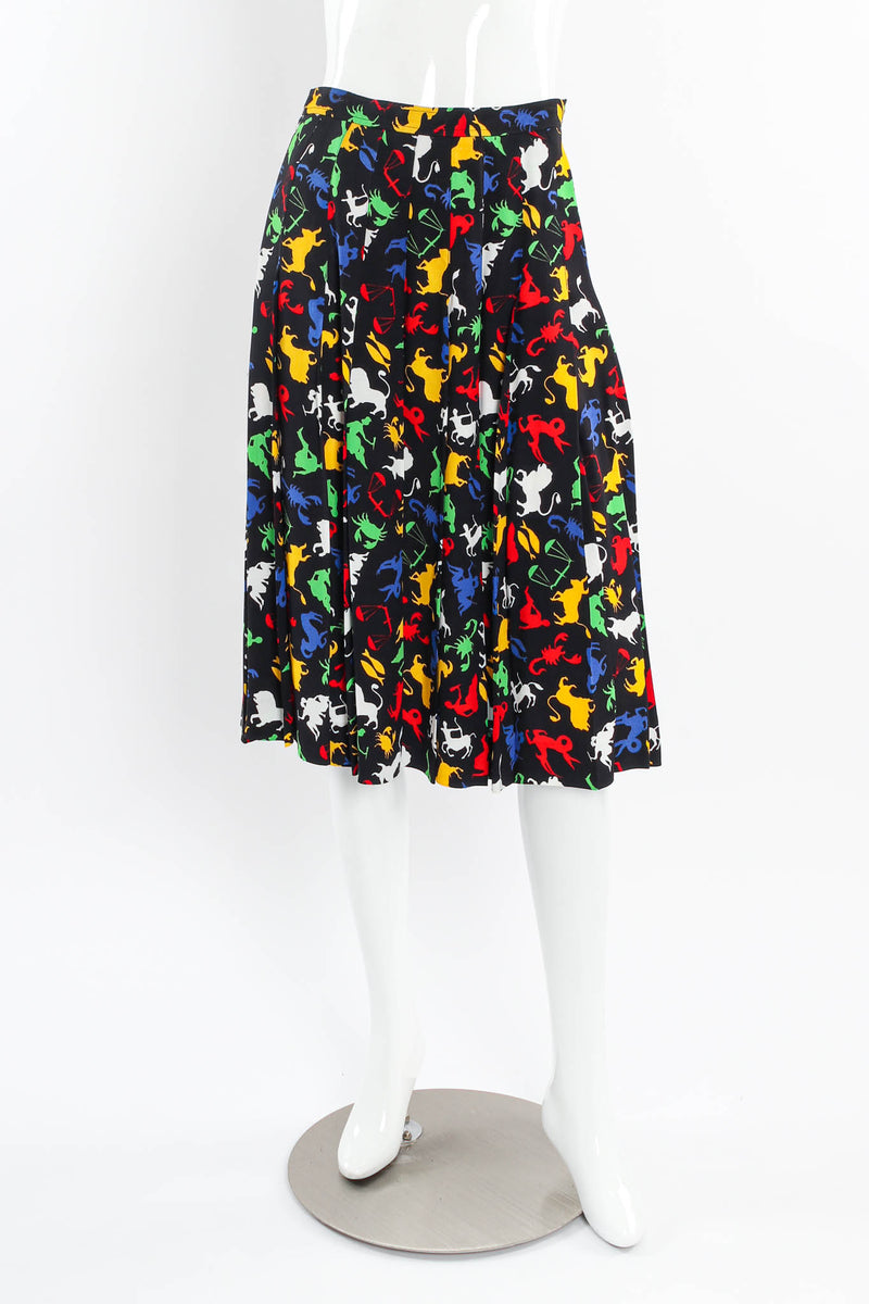 Vintage Saint Laurent 1982 Zodiac Sign Pleated Skirt mannequin front @ Recess Los Angeles