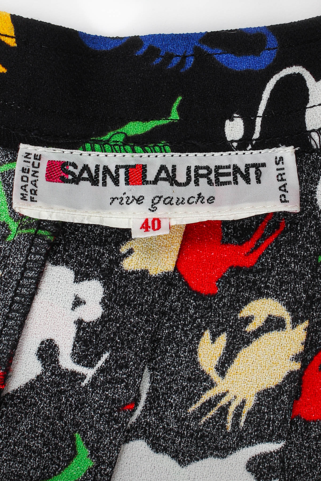 Vintage Saint Laurent 1982 Zodiac Sign Pleated Skirt label @ Recess Los Angeles
