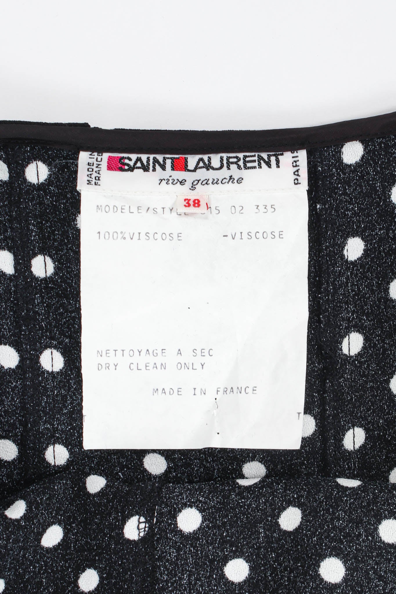 Vintage Saint Laurent 1981 S/S Polka Dot Carwash Pleat Dress sewn tag @ Recess Los Angeles