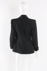 Vintage Yves Saint Laurent YSL Structured Tuxedo Le Smoking Jacket on mannequin back at Recess LA