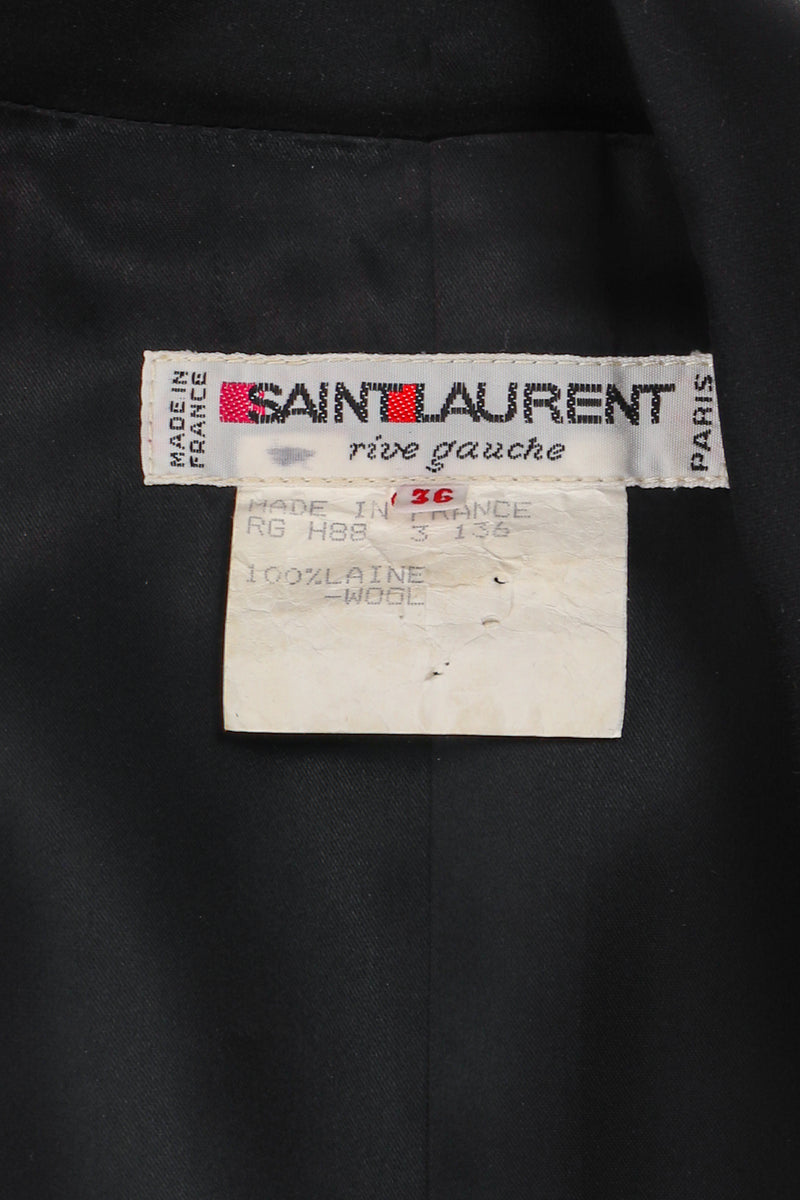 Vintage Yves Saint Laurent YSL Structured Tuxedo Le Smoking Jacket label at Recess LA