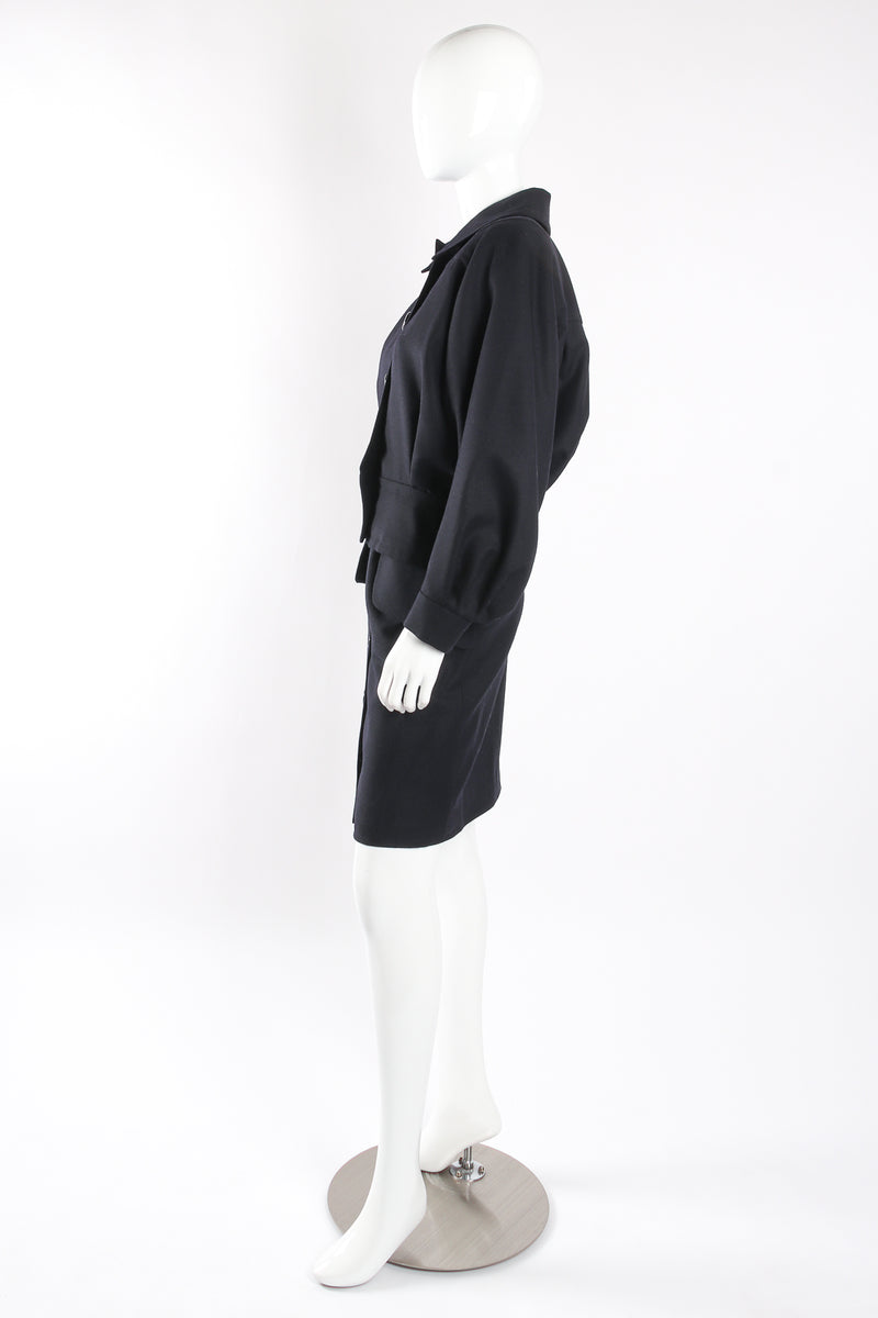 Batwing Uniform Peplum Jacket & Skirt Set side on mannequin at Recess LA