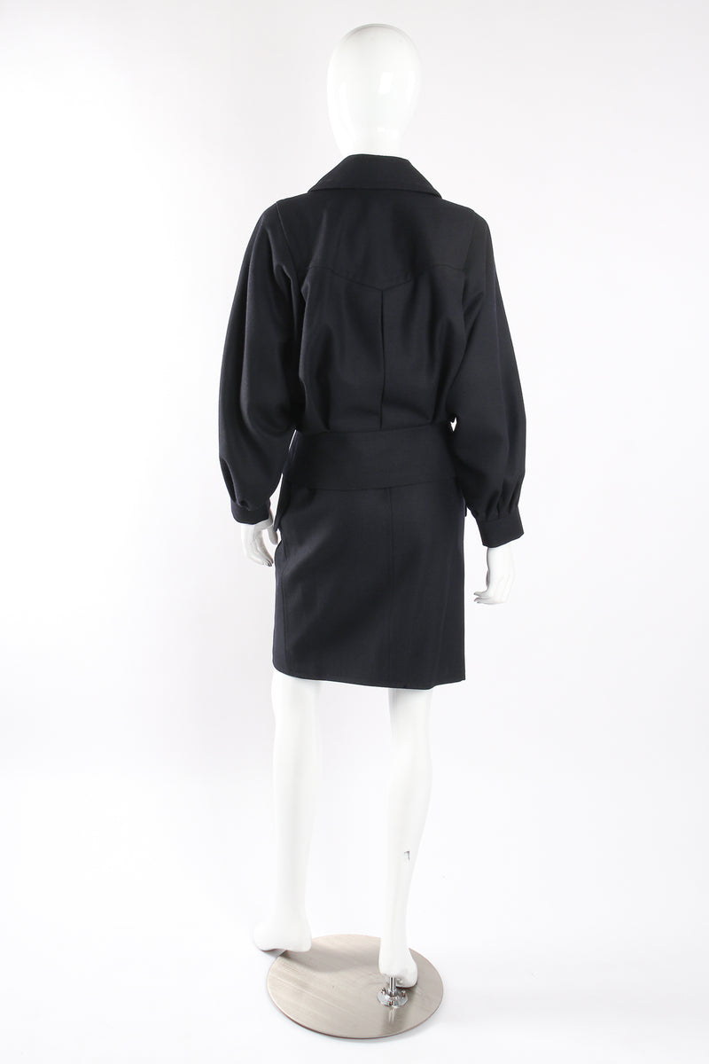 Batwing Uniform Peplum Jacket & Skirt Set back on mannequin at Recess LA