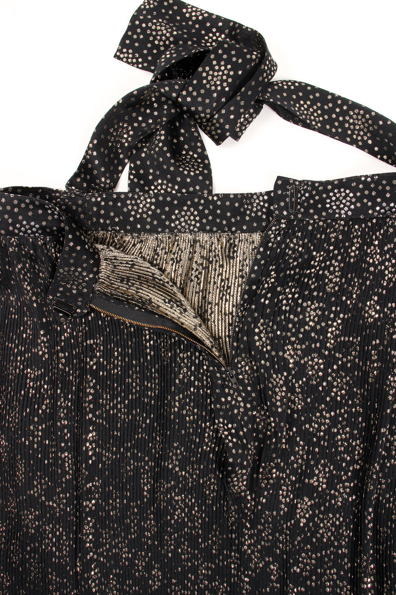 Vintage YSL Yves Saint Laurent Gold Lamé Dot Blouse & Skirt Set Skirt zipper at Recess LA