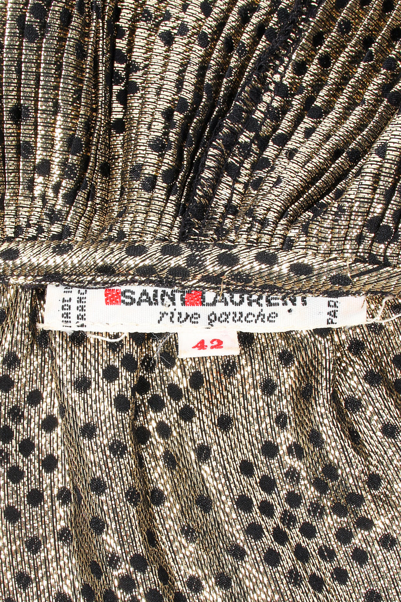 Vintage YSL Yves Saint Laurent Gold Lamé Dot Blouse & Skirt Set Set label at Recess LA