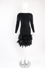 Vintage Yves Saint Laurent YSL Feather Trimmed Sweater Knit Dress on mannequin front at Recess Los Angeles