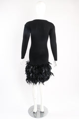 Vintage Yves Saint Laurent YSL Feather Trimmed Sweater Knit Dress on mannequin back at Recess Los Angeles