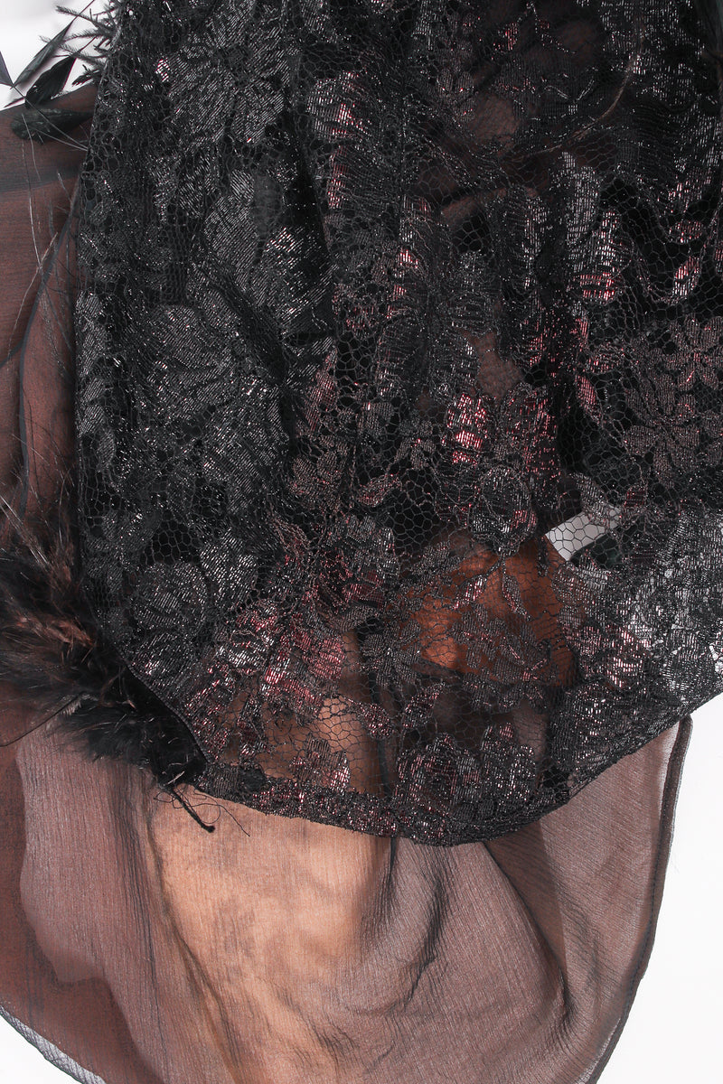 Vintage Yves Saint Laurent YSL Lace Feather Strapless Column Gown discoloration at Recess LA