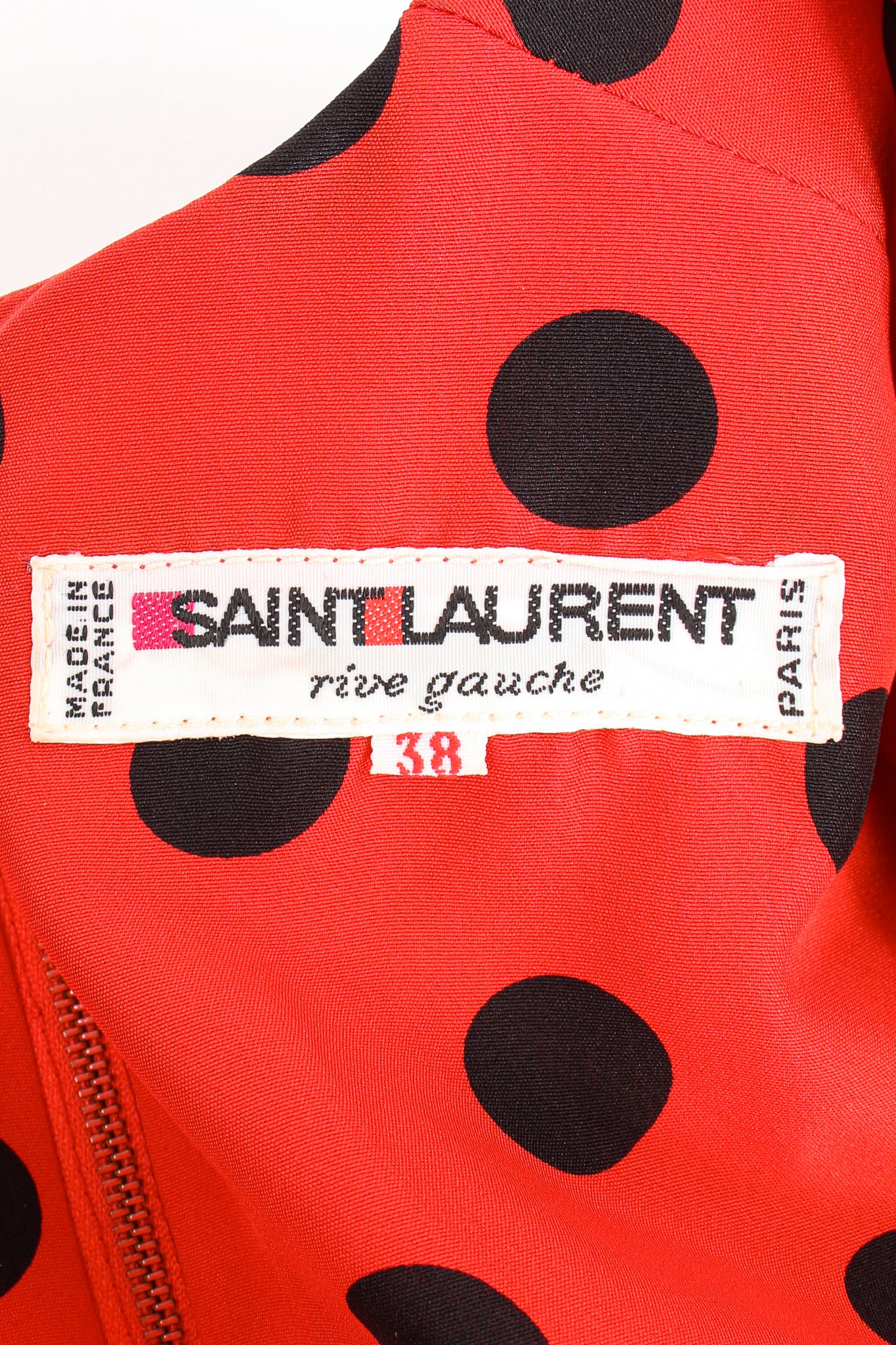 Vintage YSL Yves Saint Laurent Sweetheart Dot Dress label at Recess Los Angeles