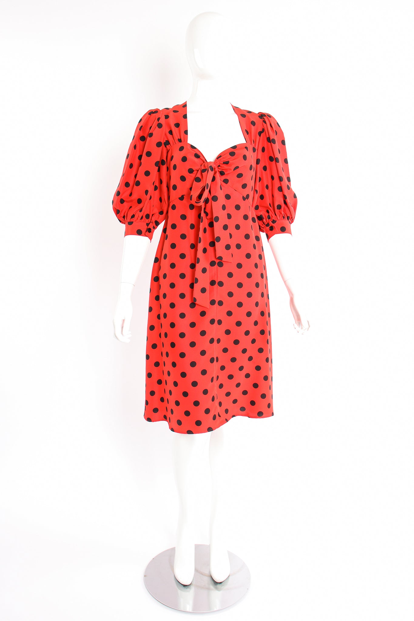Vintage YSL Yves Saint Laurent Sweetheart Dot Dress on mannequin front at Recess Los Angeles