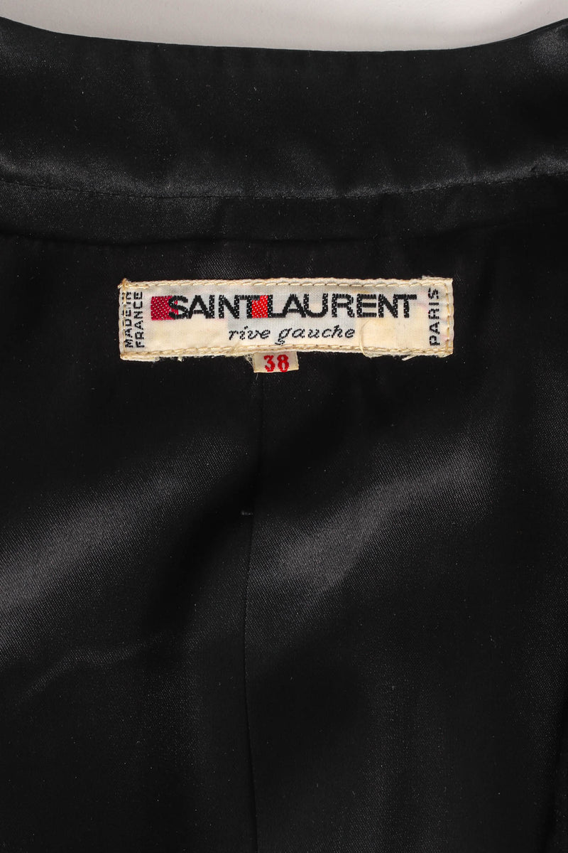 Vintage Saint Laurent 1980s Silk Sequin Blazer tag @ Recess Los Angeles
