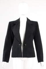 Vintage Yves Saint Laurent YSL Le Smoking Wide Lapel Blazer on Mannequin open at Recess LA