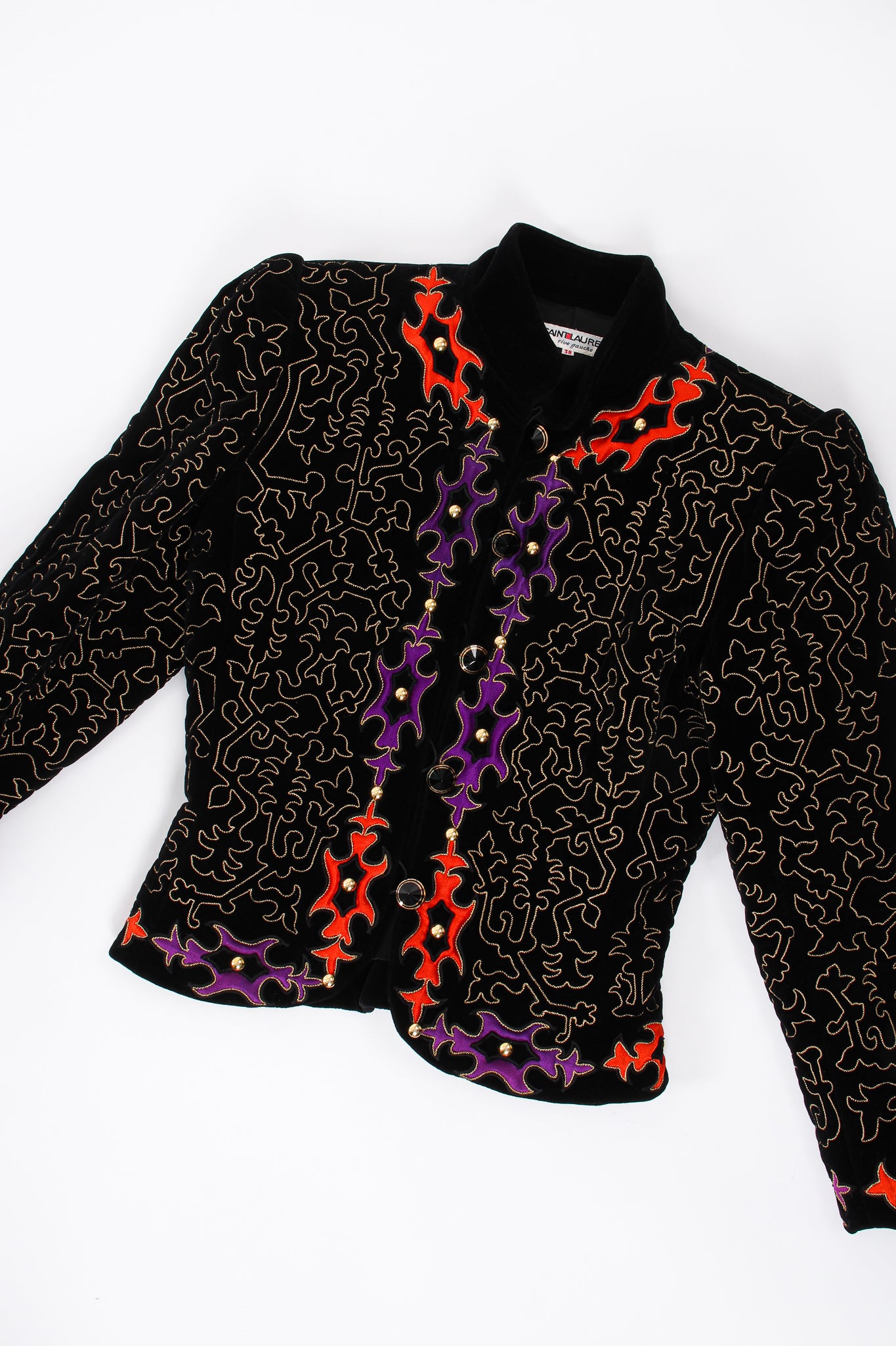 Vintage YSL Yves Saint Laurent Velvet Embroidered Jacket flat @ Recess LA