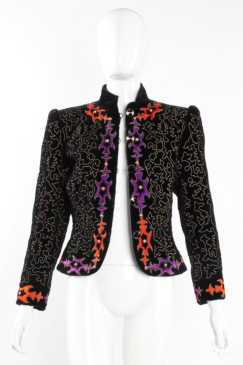 Vintage YSL Yves Saint Laurent Velvet Embroidered Jacket on Mannequin open @ Recess LA