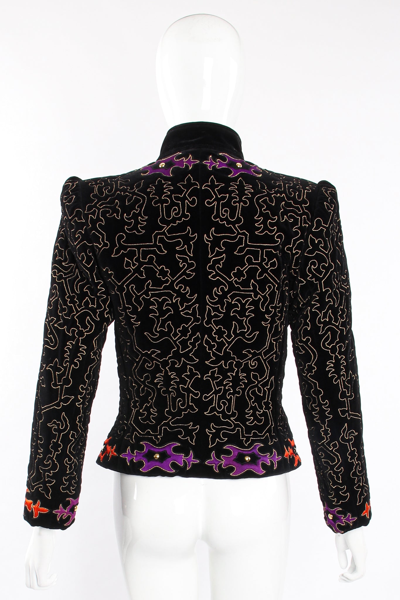 Vintage YSL Yves Saint Laurent Velvet Embroidered Jacket on Mannequin back @ Recess LA