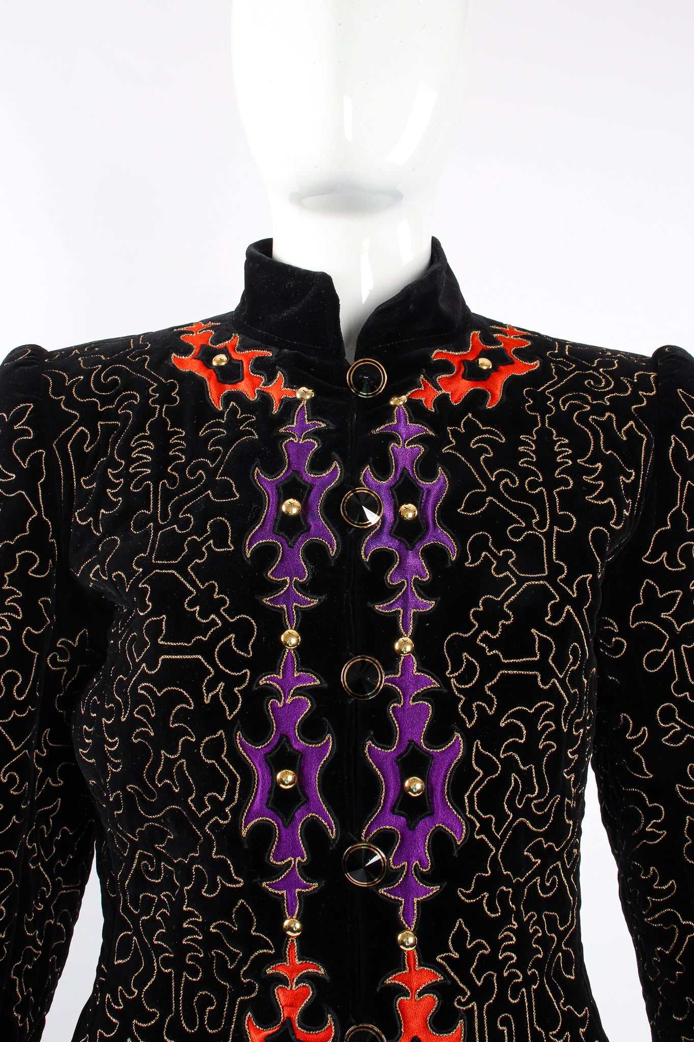 Vintage YSL Yves Saint Laurent Velvet Embroidered Jacket on Mannequin neckline @ Recess LA