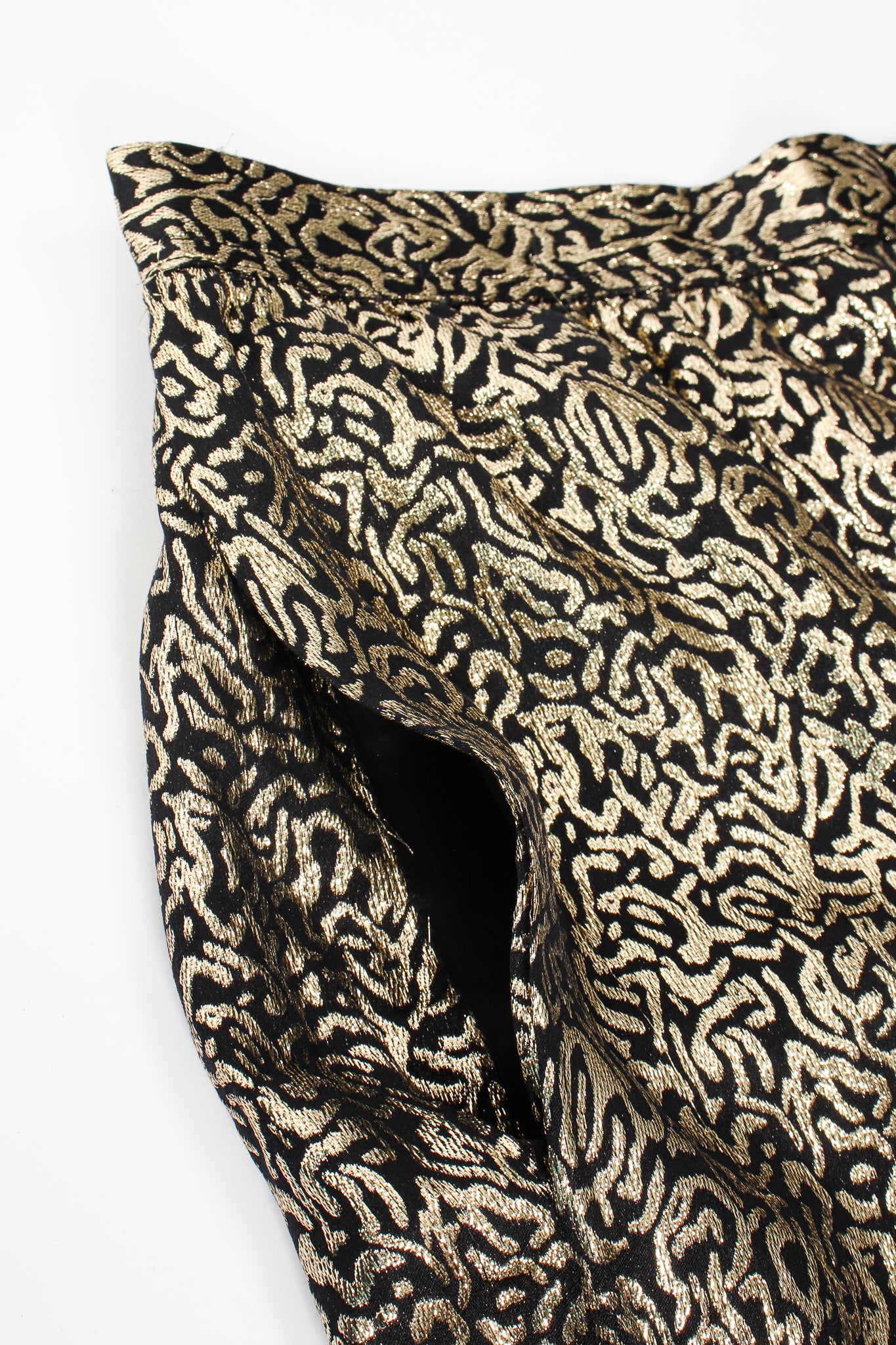Vintage YSL Yves Saint Laurent Squiggle Lamé Blouse & Skirt Set skirt pocket @ Recess Los Angeles