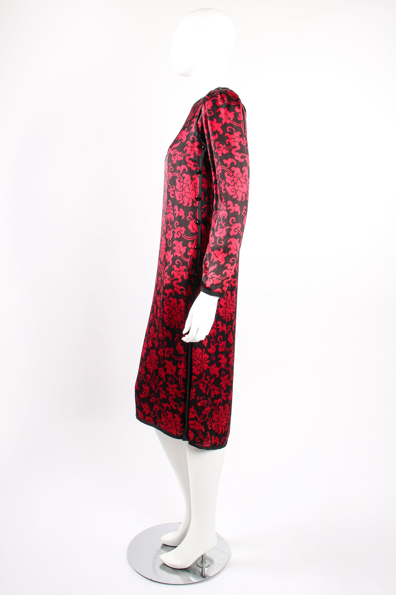 Vintage Yves Saint Laurent YSL Floral Damask Shift Dress on Mannequin side at Recess Los Angeles