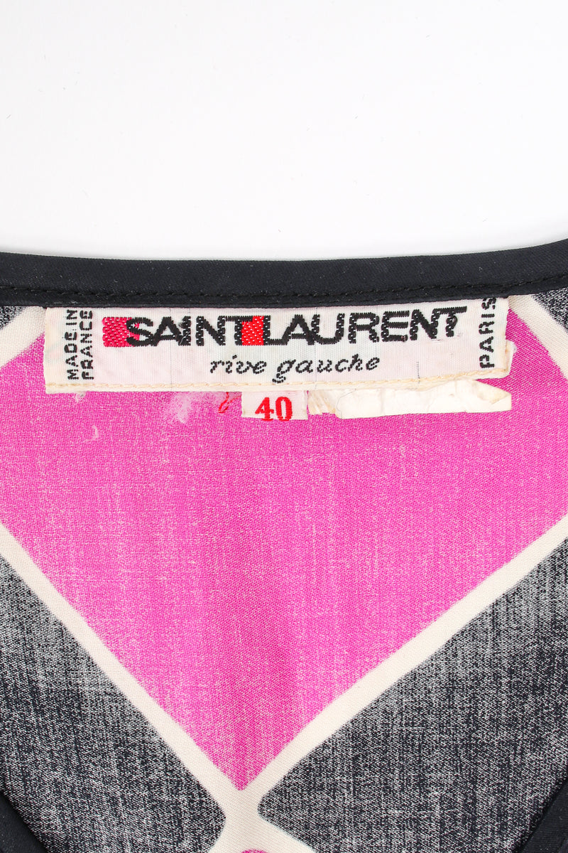 Vintage YSL Yves Saint Laurent Harlequin Balloon Sleeve Peplum Dress label @ Recess LA