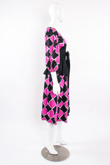 Vintage YSL Yves Saint Laurent Harlequin Balloon Sleeve Peplum Dress Mannequin side @ Recess LA