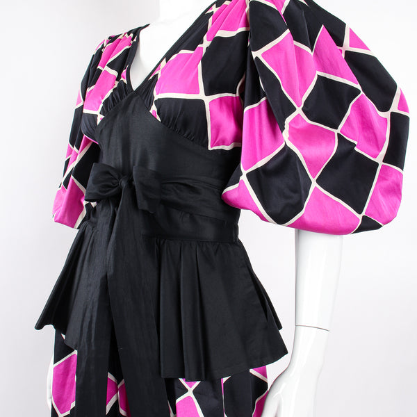 Vintage YSL Yves Saint Laurent Harlequin Balloon Sleeve