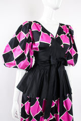 Vintage YSL Yves Saint Laurent Harlequin Balloon Sleeve Peplum Dress Mannequin crop @ Recess LA