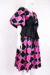 Vintage YSL Yves Saint Laurent Harlequin Balloon Sleeve Peplum Dress Mannequin angle @ Recess LA