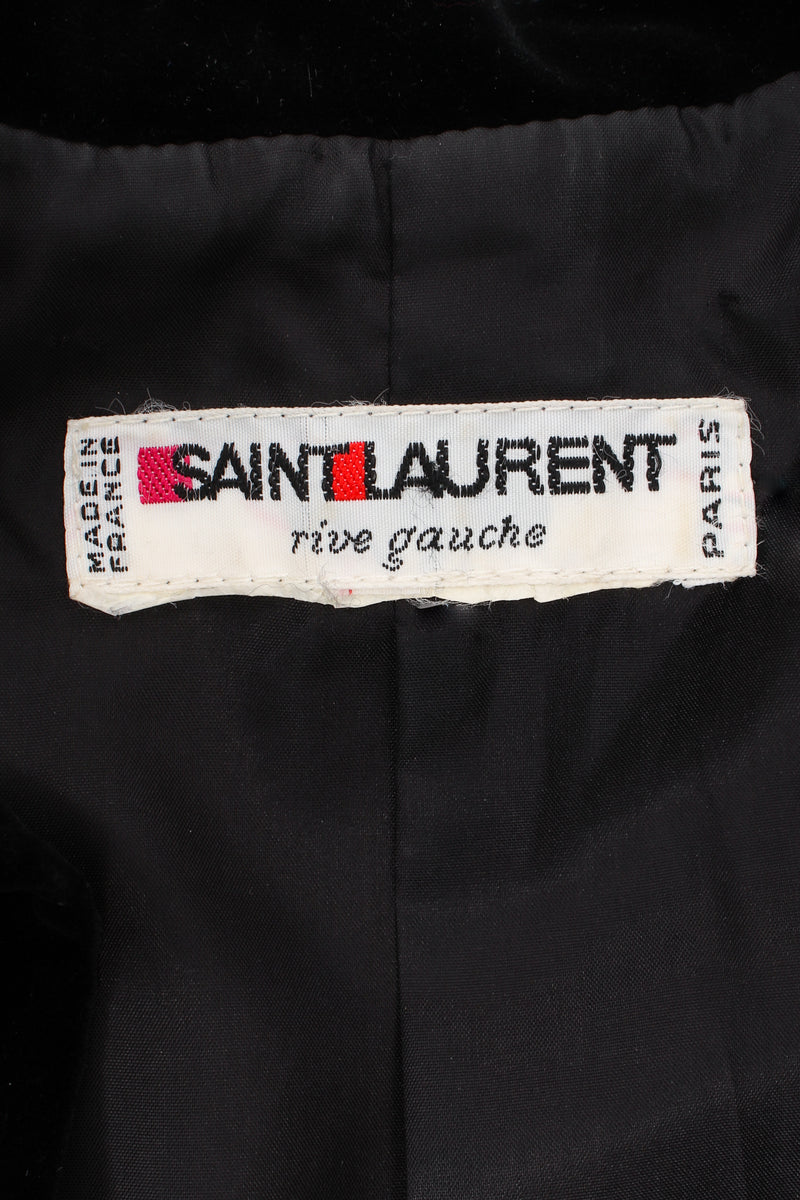 Vintage Yves Saint Laurent YSL Flannel Checked Velvet Bodice Dress label at Recess LA